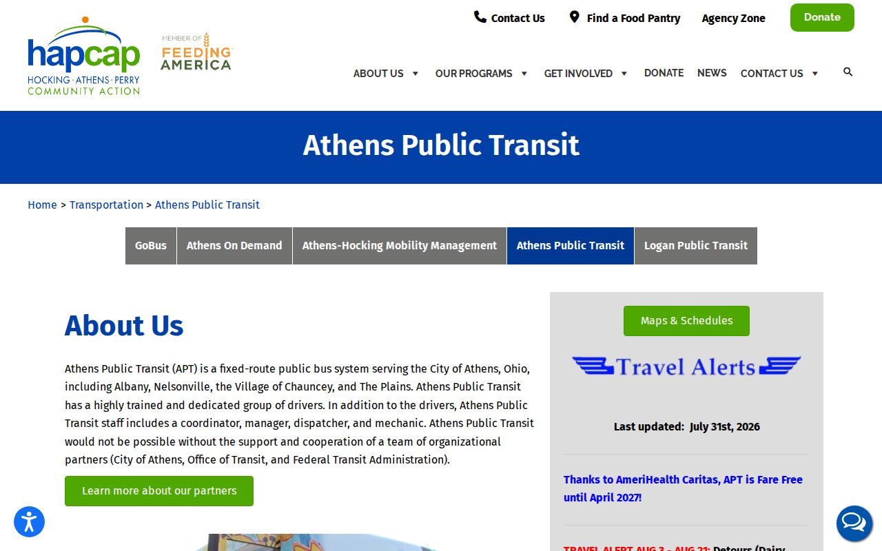 Athens Public Transit information for travel after a Vinton County release